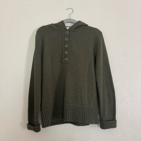 Jones New York Vintage Moss Green Hooded Sweater - Picture 1 of 4
